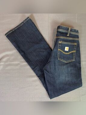 Carhartt Original Fit Bootcut Jeans Dark Wash Stretch Women’s 4 Tall